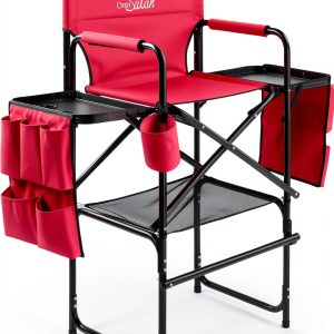 OmySalon Director Chair Rose Red Aluminum Foldable-0